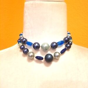 Vintage Blue Bead Necklace